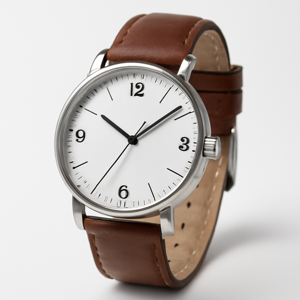Men's Analog Leather Strap Watch