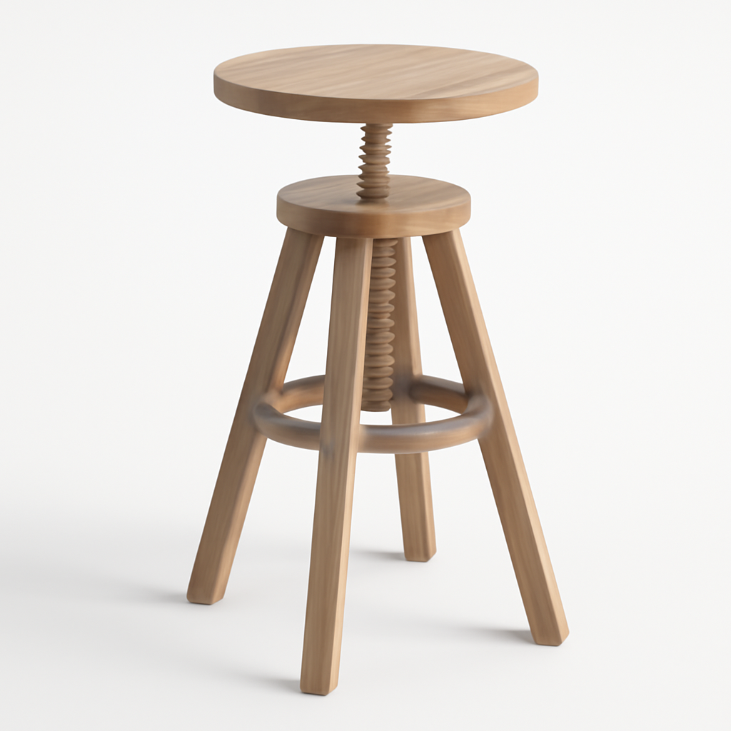 Adjustable Height Wooden Bar Stool