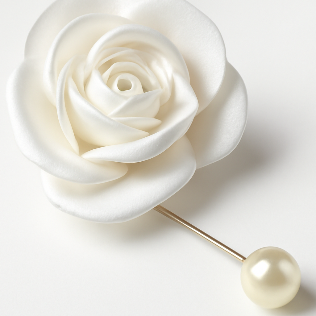 Elegant White Satin Corsage Pin alternate view