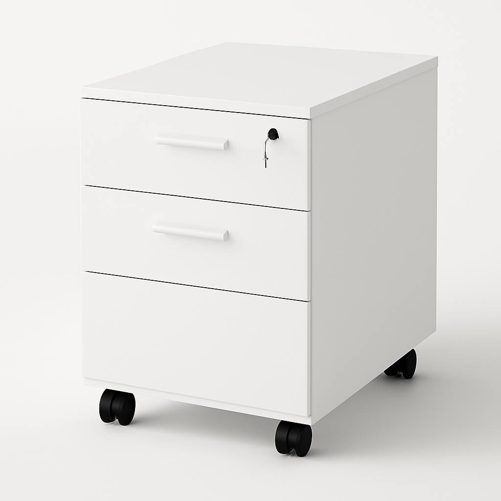 Modern Mobile Pedestal with Lockable Drawers